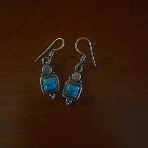Sterling silver and turquoise French wire earrings